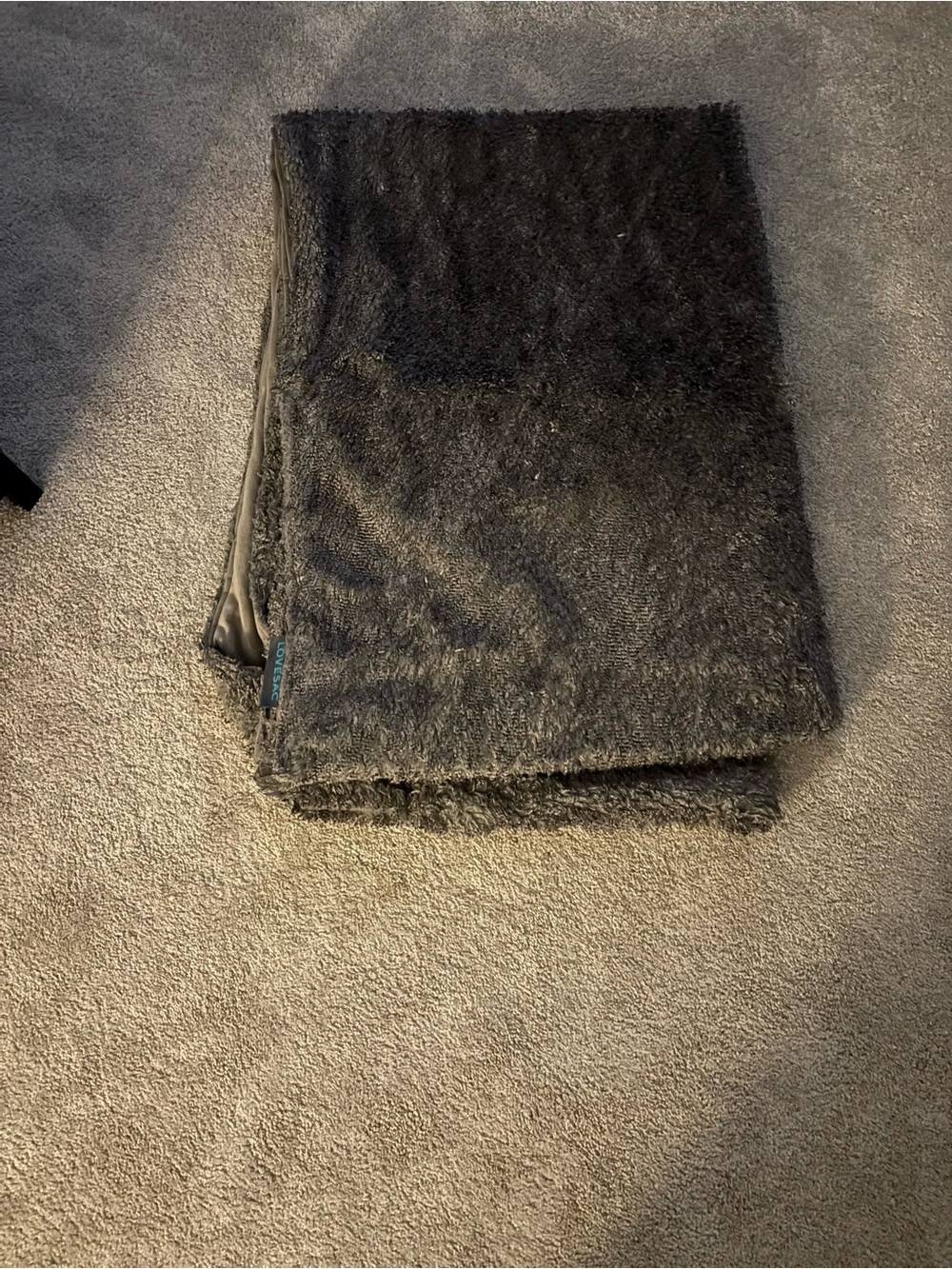 Lovesac Footsac Blanket Silver Birch Phur Grey Faux Fur Foot Pocket Throw